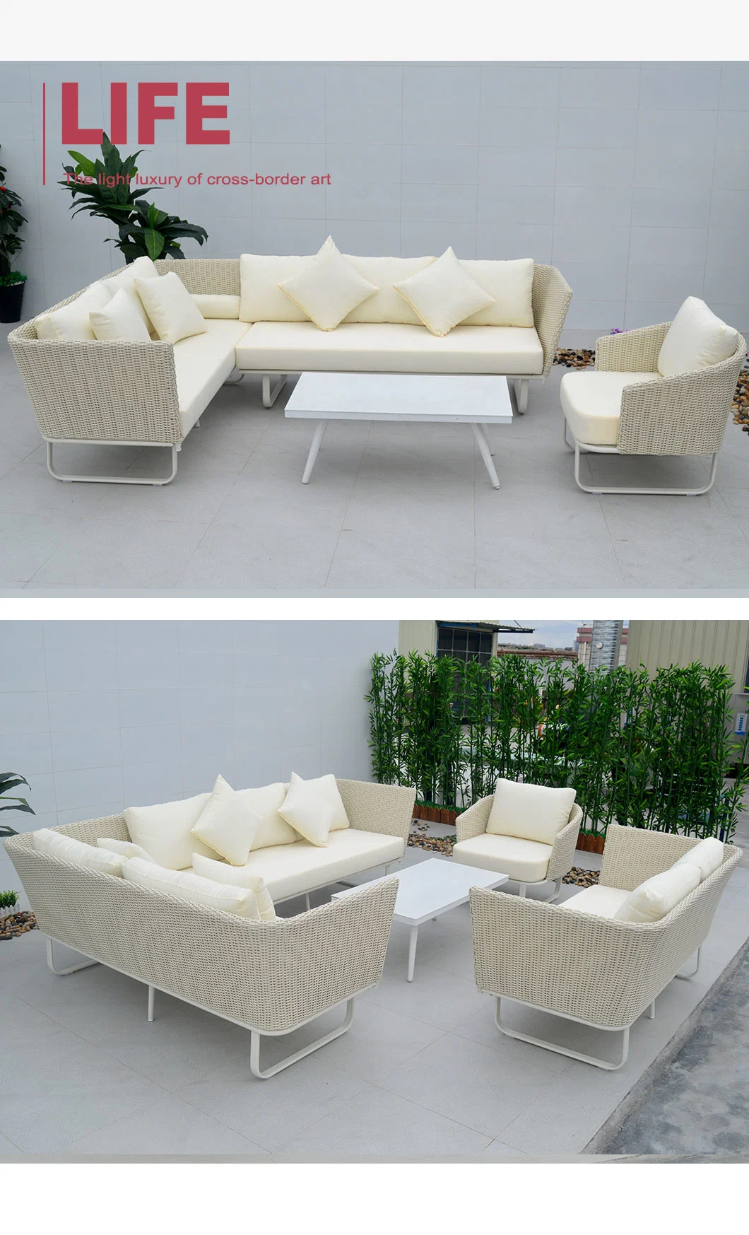 Modern Modular Wicker Sofa Set Lecong Outdoor Rattan Furniture for Hotel Garden Patio