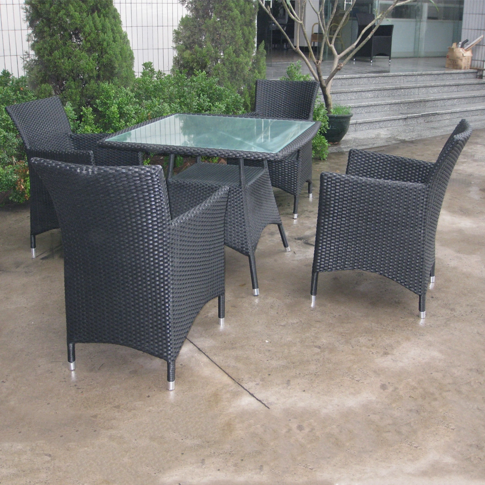 Top Quality Aluminum Frame Wood Finished Table and Chairs Sets Garden Sofas Rattan Outdoor Furniture